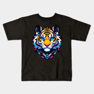 Cyberpunk Neon Furry Anthro Tiger Kids T-Shirt